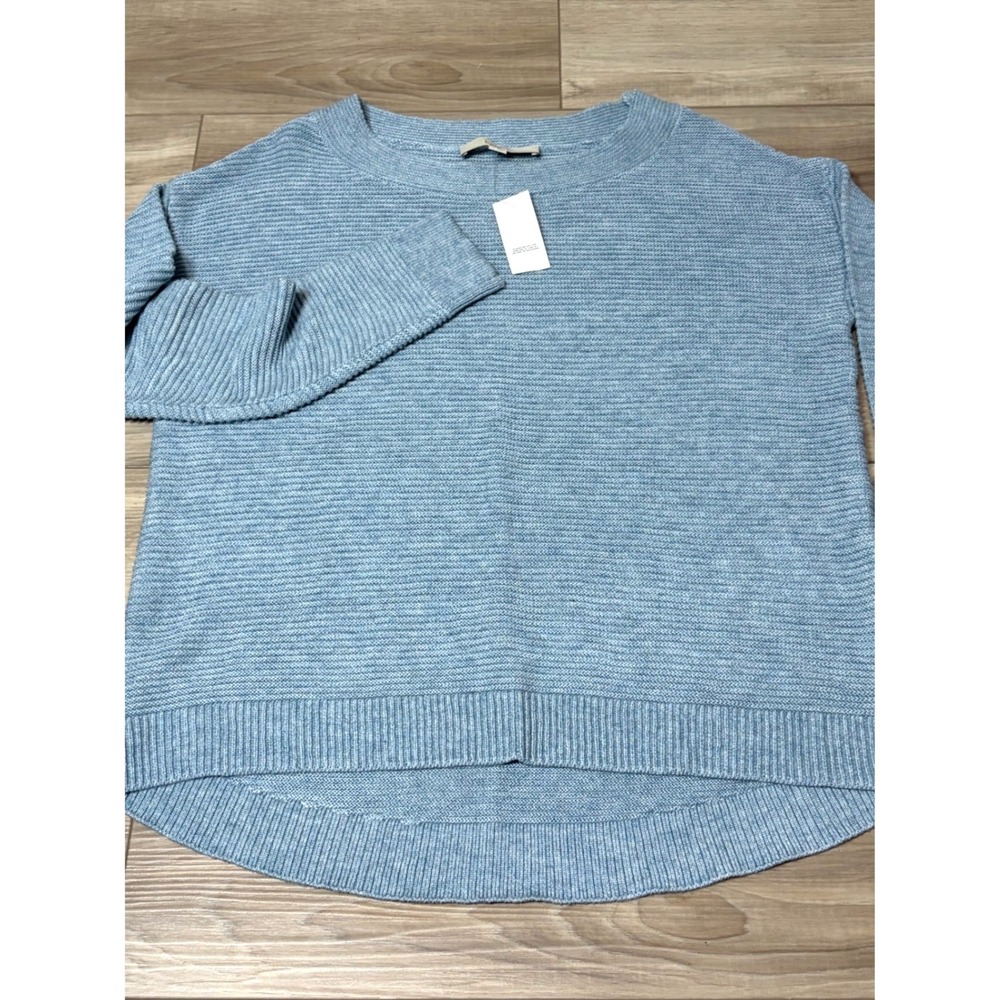 Loft Womens Blue Ribbed Knit Wool Blend High Low Sweater Size M NWT